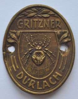   Germany Sewing Machine Tag Label GRITZNER DURLACH Spider Type 2  