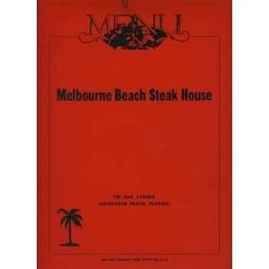  Melbourne Beach Steak House Menu Florida 1970s 