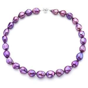  O Jewelry Sterling Silver Purple Baroque Pearl Necklace 