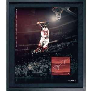Michael Jordan Autographed Game Used Floor Collage Court Piece  