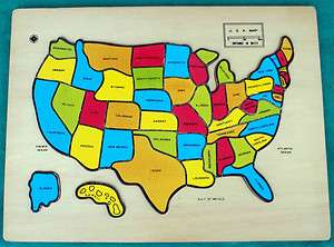   Wooden United States Jigsaw Puzzle Game Map US Geography USA  