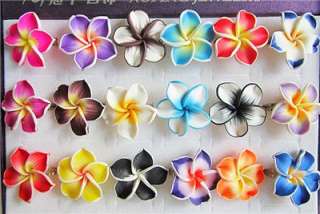 Wholesale 24pcs Mixed Fimo Polymer Clay Flower Rings  