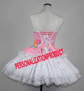   Lolita pink Cosplay Hello Kitty Pattern 3 Ballroom Corset dress  