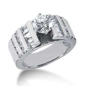  1.3 Ct Diamond Engagement Ring Baguette Channel Accent 14k 