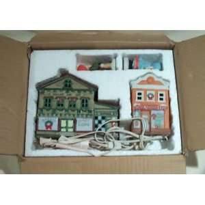 MARIAN YU SIGNED SET 2 LIGHTED HOUSES 2 FIGUIRINES NEW 