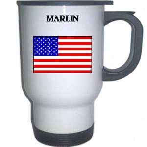  US Flag   Marlin, Texas (TX) White Stainless Steel Mug 