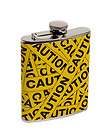 Yellow Caution Tape Crime Scene Construction 7 oz flask