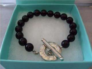 Tiffany & Co. Black Onyx Beads Sterling Toggle Bracelet  