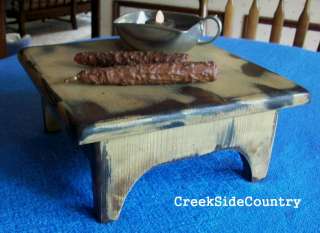 PRIMITIVE Wood Grungy Table Top Bench Stool   ANY COLOR  