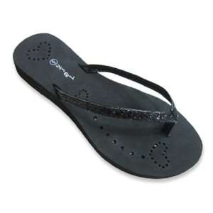  Star Bay Group 2512 Size 7 Black Sparkle Fashion Flip Flop 