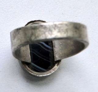 Vintage old sterling silver black multi color onyx ring  