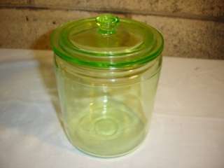 green depression cookie jar with lid  