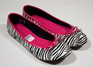 NEW PREDICTIONS GIRLS ZEBRA PINK FLATS SHOES YOUTH 7  
