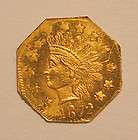 1849 CALIFORNIA ROUND GOLD $1 DOLLAR INDIAN/CA ARMS BU  