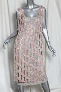   2010 RUNWAY Paillettes Overlay+Beaded Knit Layered EVENT Dress S/40
