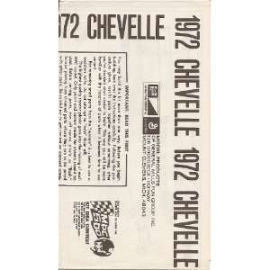  Inst Sheet 1972 Chevelle MPC Books