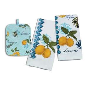   Dee Designs Lemon and Olive Towel and Potholder Set