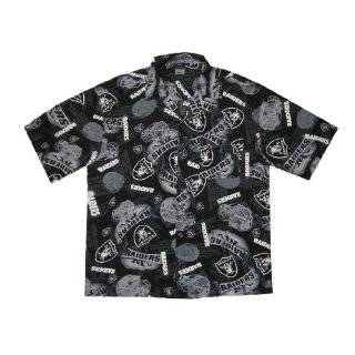   NFL Oakland Raiders Hawaiian Short Sleeve Summer Shirt   Black & Gray