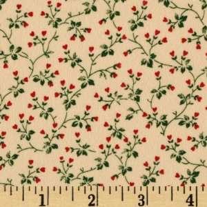  43 Wide Country Flannel Christmas Vines Green/Cream Fabric 