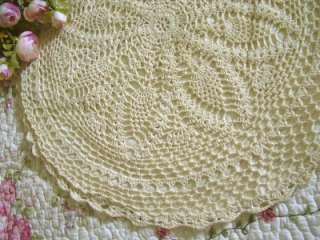 Light Ivory Crochet Lace Round Cotton Cushion Cover DIY  