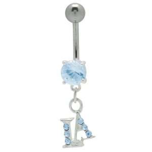  Los Angeles Belly Button Ring with Blue Gems Jewelry