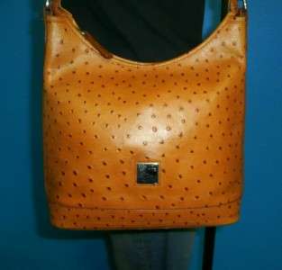   BOURKE Smaller Tan Yellow leather OSTRICH Hobo Tote Purse Bag  