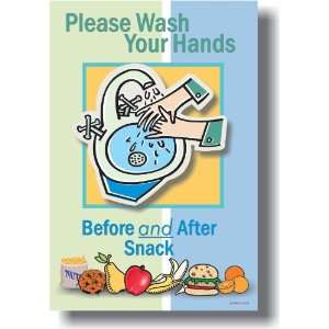   Wash Your Hands Before & After Snack   Classroom Health Poster Office