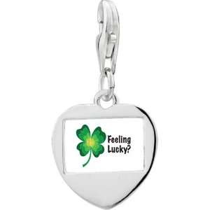   Feeling Lucky Irish Clover Photo Heart Frame Charm Pugster Jewelry