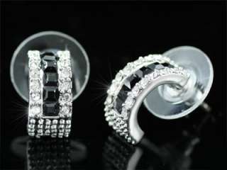 Black Onyx Huggie Earrings use Swarovski Crystal SE230  