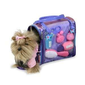  Yorkshire Pup in Carrier Grooming Dog Set Toys & Games