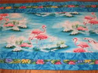 Handmade Table Runner Flamingo tropical Paradise luau  