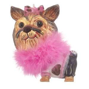  Yorkshire Terrier   Pink Feathers Christmas Ornament