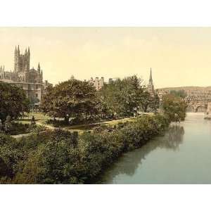 Vintage Travel Poster   The Abbey from the bridge Bath England 24 X 18