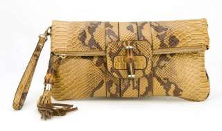   python snake fringe purse shoulder bag apricot 8709a special detail