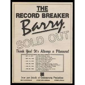 1983 Barry Manilow Sold Out Concerts Promo Print Ad (Music Memorabilia 