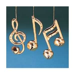 Club Pack of 12 Gold Metallic Music Note with Bell Christmas Ornaments