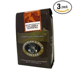 Jeremiahs Pick Coffee Colombia Supremo Decaf Ground Coffee, 10 Ounce 
