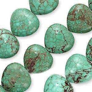  Turquoise Heart Beads 16mm Stabilized /15 Inch Strand 