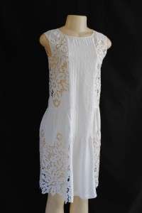   MAXAZRIA Runway White Lace Cutout Silky Voile Dress XS XXS 2XS  