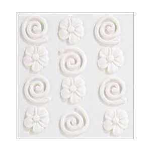 Jolees Confections Stickers White Swirls and Icing Flowers; 3 Items 