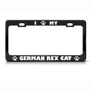  German Rex Cat Black Animal Metal license plate frame Tag 