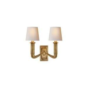 Thomas OBrien Gallois Two Arm Sconce in Hand Rubbed Antique Brass 