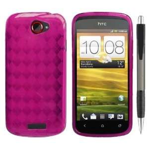 Semi Transparent Pink Checker Design Protector TPU Cover Case for HTC 