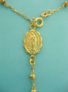 10K Solid Yellow Gold Rosary Virgin Mary Bracelet In 7.