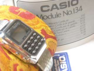  1985 Casio calculator watch module 134 CA 901 steel band new with tags