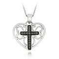 10k Gold Cross in Heart Diamond Accent Necklace (K L,I2 I3 
