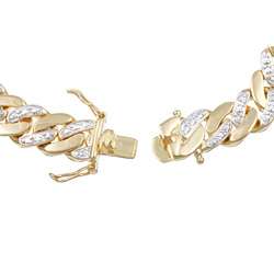 Mens 18k Gold Over Silver Diamond Accent Link Bracelet   