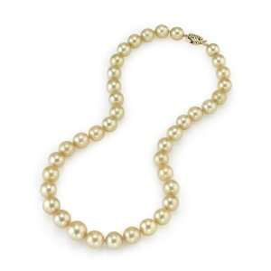  9 11mm Golden South Sea Pearl Necklace   AAAA Quality 