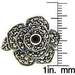Sterling Silver Marcasite Stone Flower Ring  