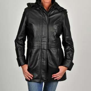 Excelled Womens Plus Size Black Leather Anorak  
